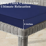 MJIAIDEA Outdoor Chair Cushions Set of 2 for Patio Furniture 22x22x4 Inch Waterproof Patio Chair Cushion 3 Year Color Fastness Square Elastic Foam Garden Sofa Couch Pads with Ties and Handle,Blue MJIAIDEA