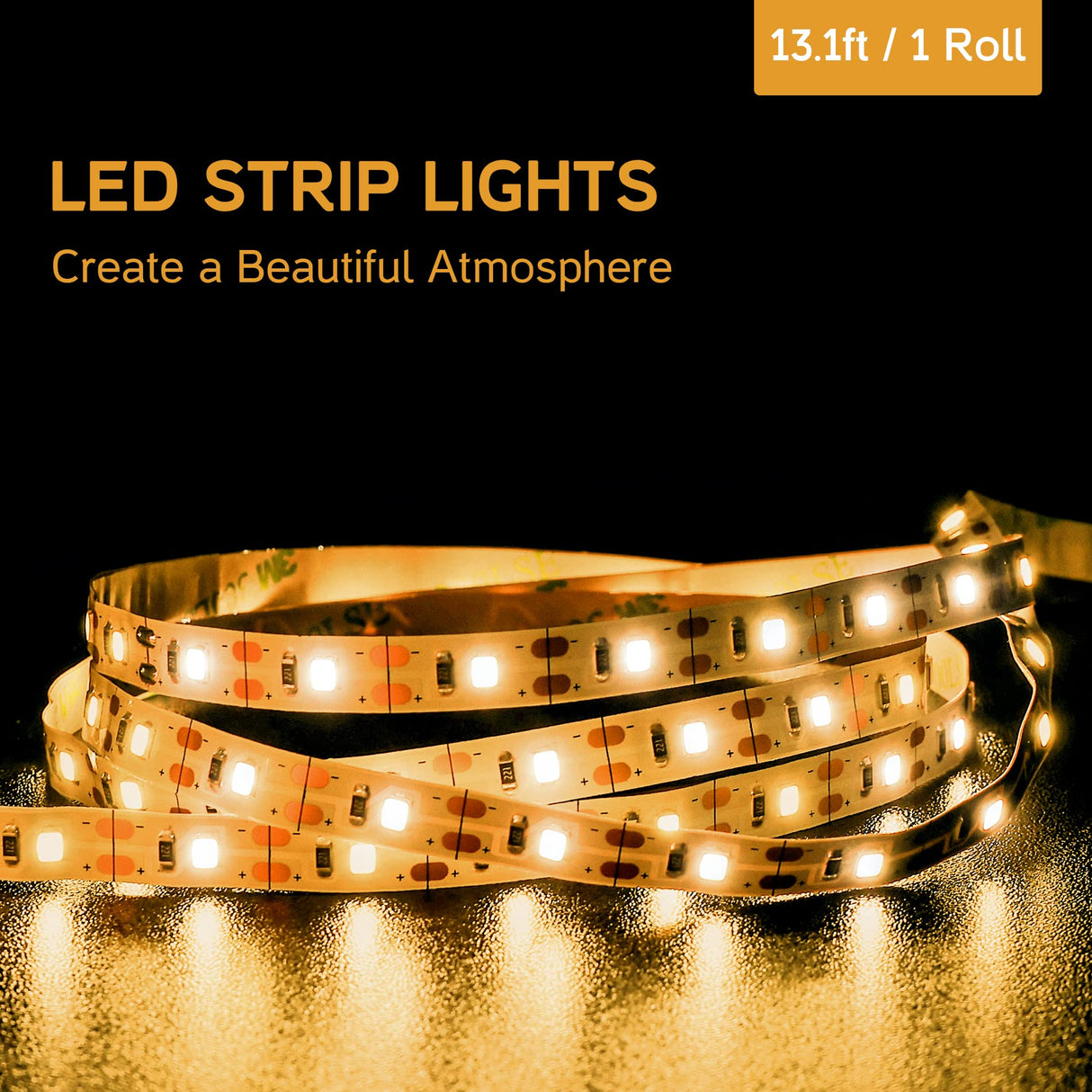 WAMPAT Farmhouse Coffee Table, with Yellow LED Lights, Large Rectangle Center Table with 1 Drawers and Open Storage Shelf for Living Room, 42", White/Oak, WAMPAT