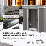 Outsunny 6' x 4' Metal Lean to Garden Shed, Outdoor Storage Shed, Garden Tool House with Double Sliding Doors, 2 Air Vents for Backyard, Patio, Lawn, Gray Outsunny
