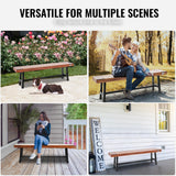 VEVOR 63 inch Outdoor Wood Bench Metal Leg, Solid Wood Garden Bench,Outdoor Backless Bench Weatherproof,Never Rot or Fade Patio Bench for Garden, Park, Yard, Front Porch VEVOR