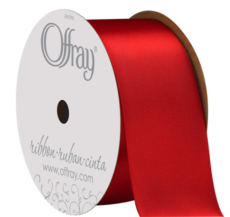 C.R. Gibson Berwick Offray 062081 1.5" Wide Single Face Satin Ribbon, Red, 4 Yds BERWICK