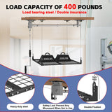UODENGA Overhead Garage Storage Rack,4x4FT Ceiling Storage Racks Lift,Adjustable Organization System,Workshops or Basements(Black) UODENGA