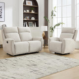 INZOY Manual Recliner Sofa Furniture Set for Living Room, Included Chenille Nursing Chairs Swivel Glider Recliners, Wall-Hugger 2 Seat Reclining Loveseat, Double Reclining Sofa Couch, Beige, 1+2 INZOY