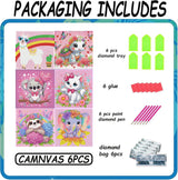 6 Pack 5D Elephant Diamond Painting Kits for Kids Beginners,Cute Animals DIY Diamond Art Kit for Kids,Full Round Drill Big Gem Art for Kid,Home Wall Decoration 6X6 inch Acelii