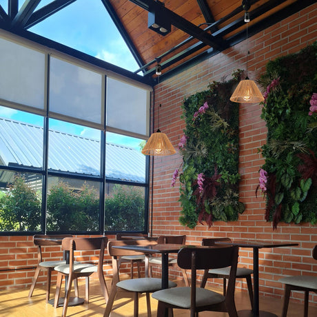 Battery Operated Pendant Light Outdoor Chandelier for Gazebo Hanging Lamp with LED Bulbs Rattan Shade Lantern for Porch Patio Backyard Bedroom Kitchen Decor Powered by 4*AA Batteries EcoGehen