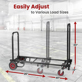 Pyle Compact Folding Adjustable Equipment Cart - Heavy Duty 8-in-1 Convertible Cart Hand Truck/Dolly/Platform Cart with R-Trac Wheels - Expandable Up to 25.24" to 40.24" - Pyle PKEQ38 Pyle