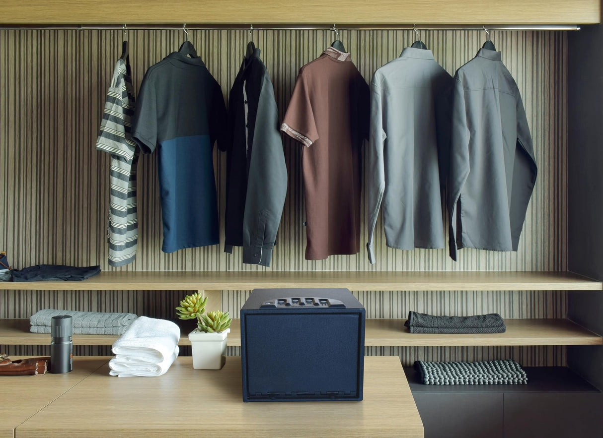 GunVault MultiVault Deluxe 2-Gun Quick Access Pistol Safe with No-Eyes Keypad, Motion Alarm & Interior Light – Secure Handgun Safe & Portable Lockbox GunVault