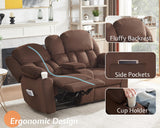 Jocisland Recliner Couch, Reclining Sofa with Cup Holders, 3 Seater Reclining Couch with Dual Wingback, Comfy Recliner Sofas for Living Room(Brown) Jocisland