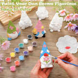 Poen 6 Sets Ready to Paint Your Own Ceramic Gnome Statues Spring DIY Unpainted Ceramics Gnome Figurines Kit Drawing Figurines DIY Art and Craft with Brush Palette Paint for Adult Poen