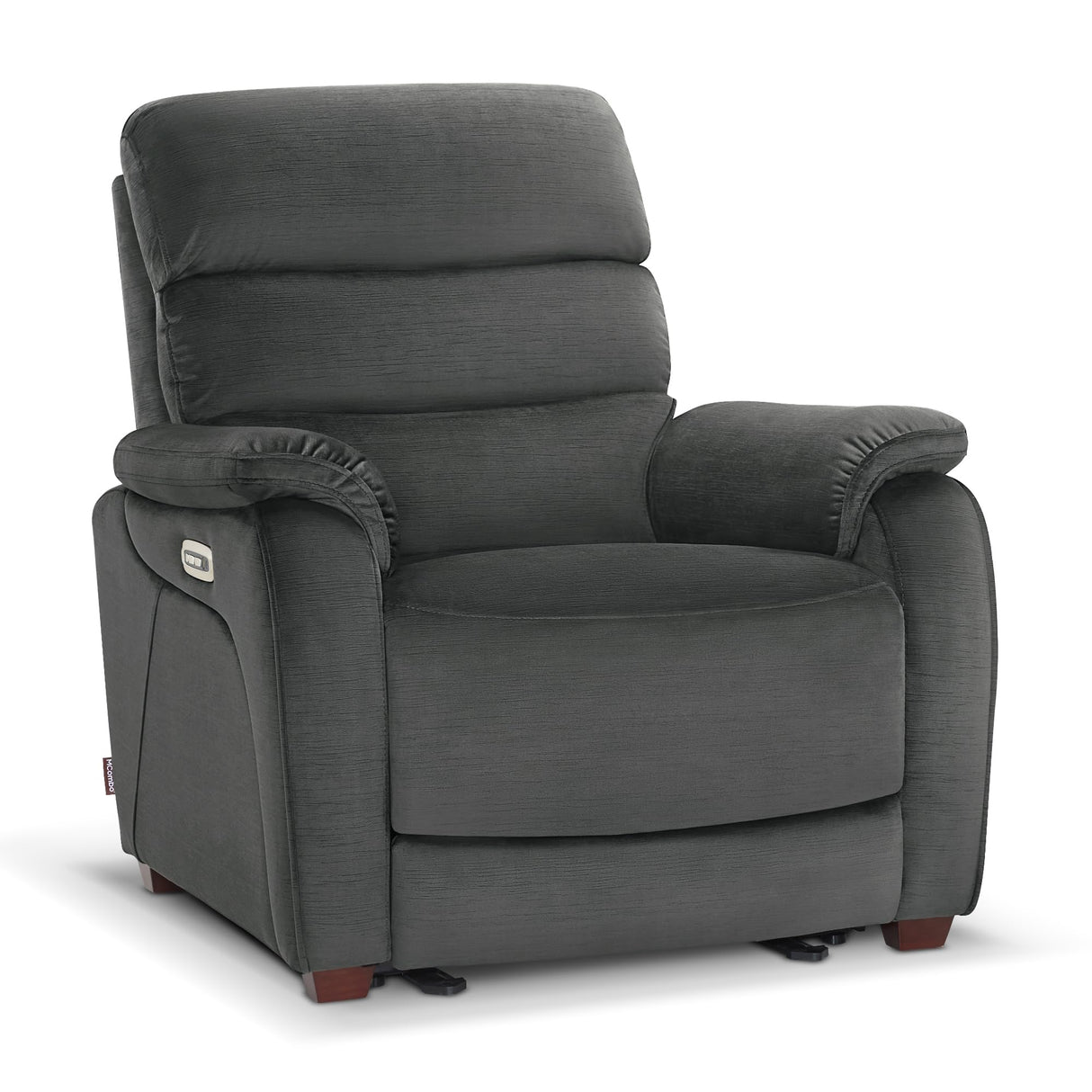 MCombo Power Zero Wall Hugger Recliner Chair for Small Space RV Living Room, Power Recliner with Adjustable Headrest, USB & USB-C Charging Ports, Fabric ST257 (Dark Grey) MCombo