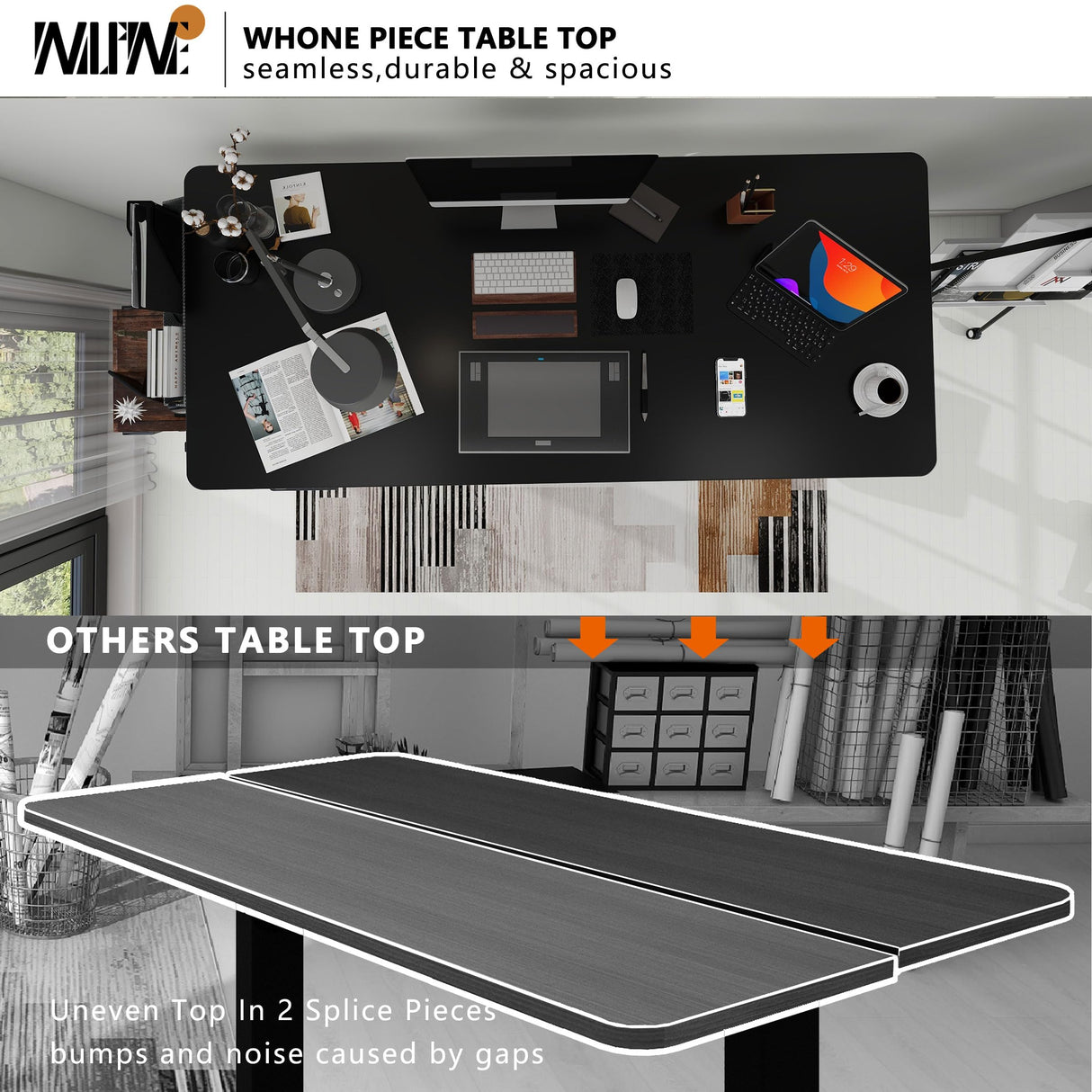 Win Up Time Electric Standing Desk Whole Piece Desktop Height Adjustable Desk- Standing Computer Desk, Sit Stand Desk Frame & Top, Electric Stand Up Desk on Wheels Win Up Time