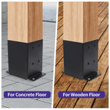 Nrspp 4x4 Post Base 4 Pcs,（Inner Size3.5"x3.5"）Wood Fence Pergola Post Bracket , Black Powder Coated Post Anchor,Deck Post Base Support Base Plate Pergola Brackets Fence Kit Nrspp