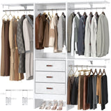 Armocity 5FT Small Closet System with 3 Fabric Drawers, 60 Inches Walk In Closet Organizer System With 3 Adjustable Shelves, Heavy Duty Clothes Rack Built-In Garment Rack, 59" L x 16" W x 71" H, White armocity