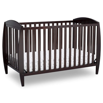 Delta Children Taylor 4-in-1 Convertible Baby Crib, Easy to Assemble, Sustainable New Zealand Wood, JPMA Certified, Dark Chocolate