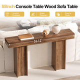 55Inch Farmhouse Console Table,Wooden Rectangular Sofa Table Behind The Couch,Entryway Console Table with Storage for Living Room, Hallway,Entrance (Light Brown) Tarnorci