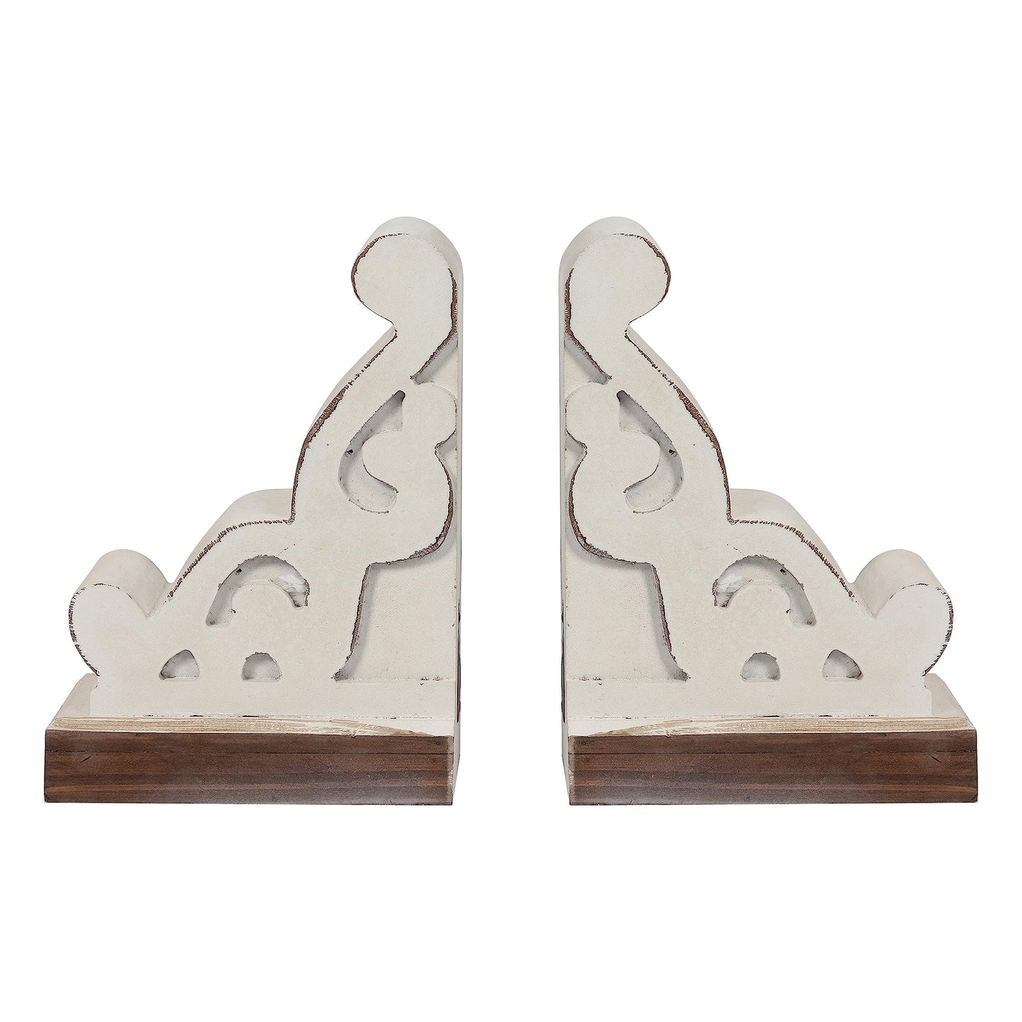 SOFE Corbels for Shelves Countertops, White Wood Bookends Decorative, 1 Pair Farmhouse Book Ends, Sturdy Bookends for Heavy Books, Book Holder Stopper for Home Office Kitchen