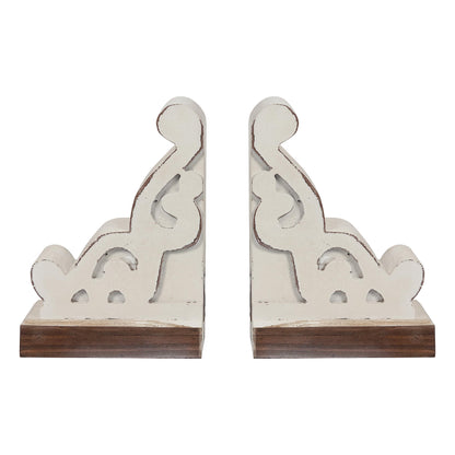 SOFE Corbels for Shelves Countertops, White Wood Bookends Decorative, 1 Pair Farmhouse Book Ends, Sturdy Bookends for Heavy Books, Book Holder Stopper for Home Office Kitchen