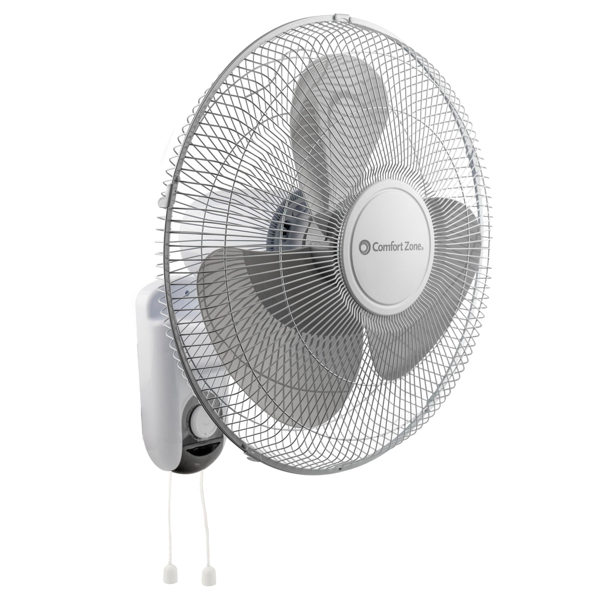Comfort Zone Oscillating Wall Mount Fan with Adjustable Tilt, 16 inch, 3 Speed, Metal Grille, 90 Degree Oscillation, Airflow 14.07 ft/sec, Ideal for Home, Bedroom, Gym & Office, CZ16W Comfort Zone