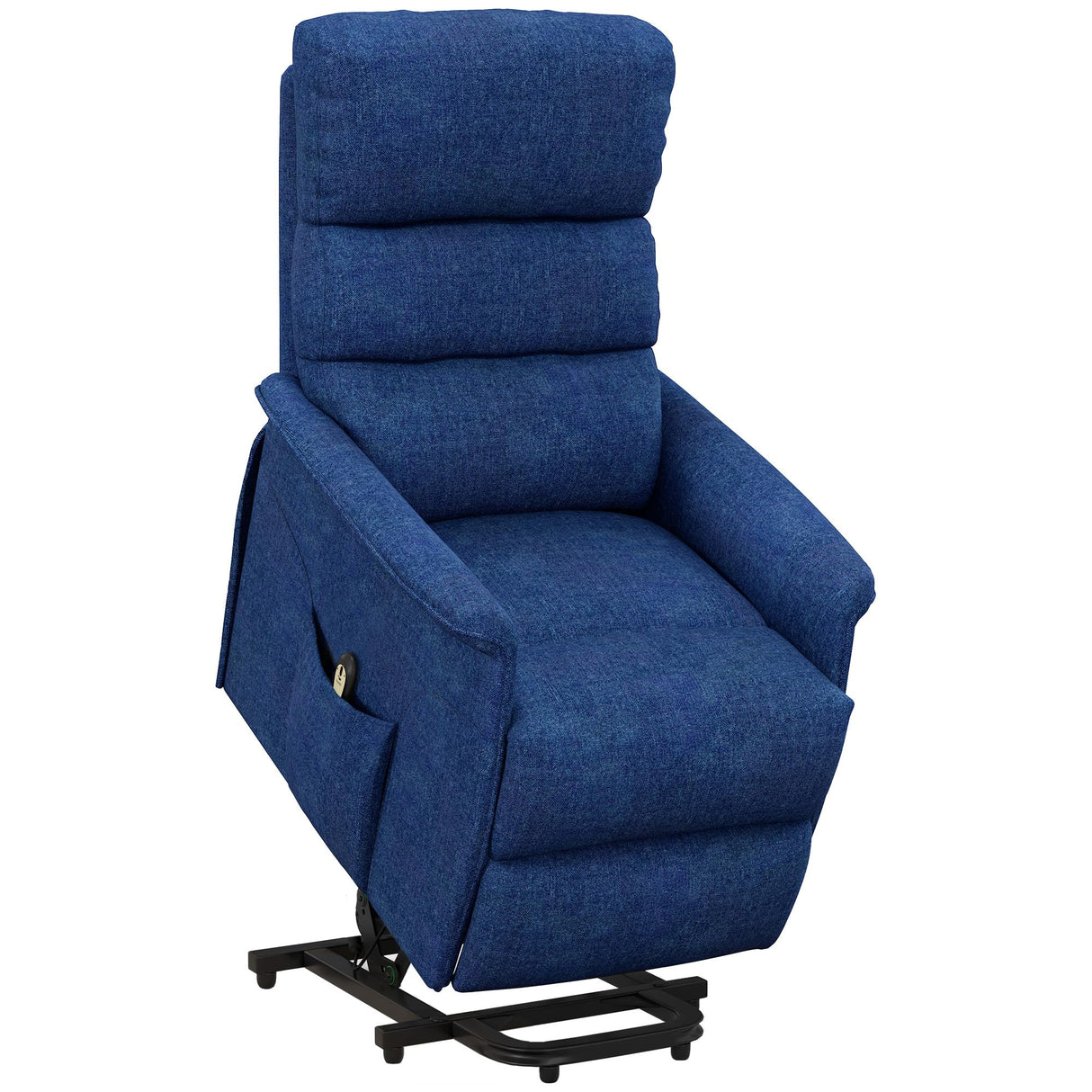 HOMCOM Power Lift Recliner Chair for Elderly, Easy Assembly, Fabric Lift Chair for Adults, Recliner Sofa with Remote Control, Side Pockets for Living Room, Dark Blue HOMCOM