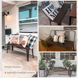 YOLENY Dining Bench, Entryway Bench with Back, Farmhouse Metal Dining Bench, Industrial Mid-Century 3 Person Rustic Spindle Bench, with Wood Seat, Removable Backrest, 42in, Bronze YOLENY