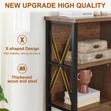 HOMISSUE Cube Storage Organizer Shelf, Rustic Horizontal Bookshelf with 5 Cube Storage, Industrial Short Wide Bookcase with 3 Tier Shelves, Low and Long Cube Bookshelf for Living Room, Office, Brown HOMISSUE