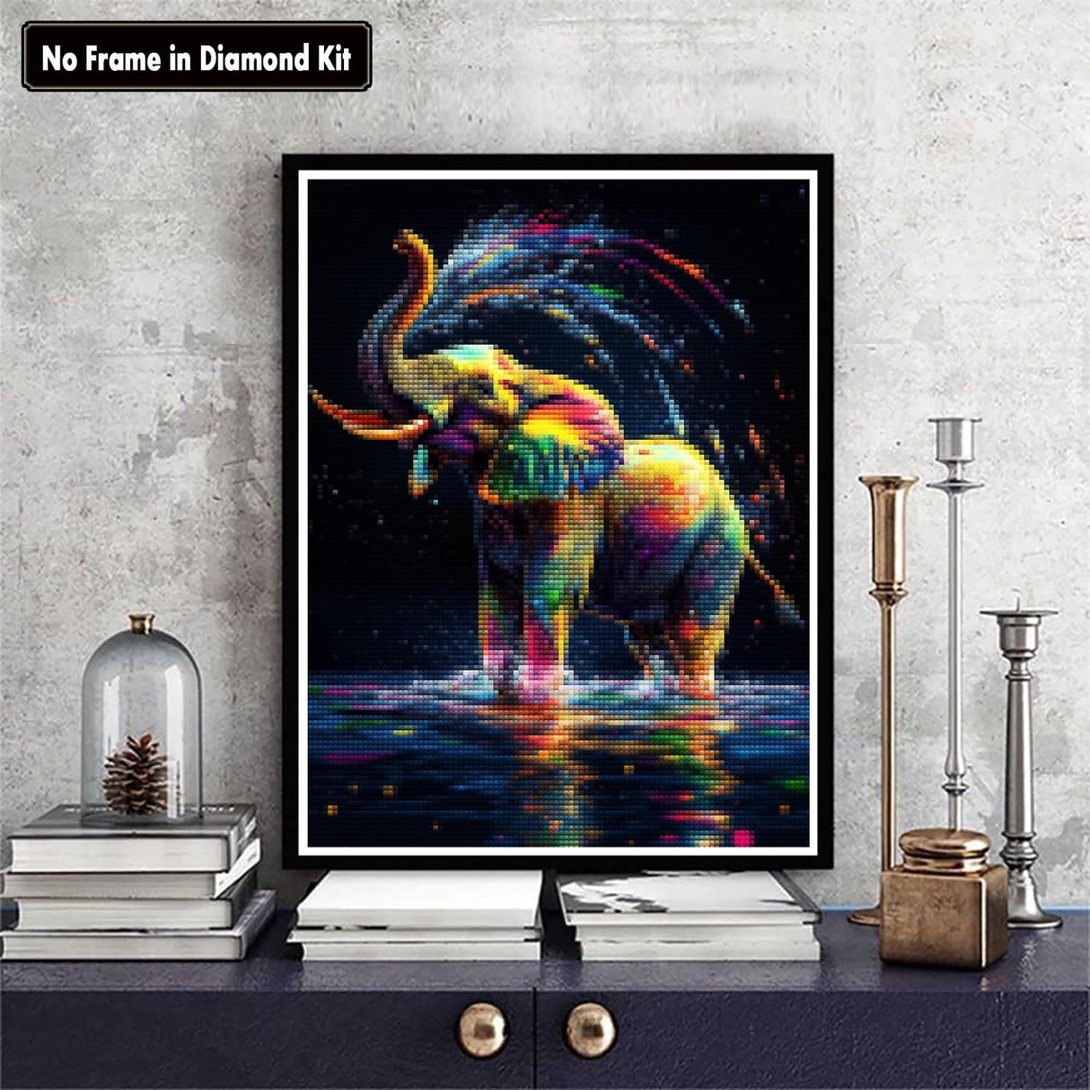 Zariocy 5D Diamond Art Kits for Adults Elephant playing in water, DIY Diamond Painting Art Animal Round Full Drill Crystal Diamond Embroidery Paintings Arts Craft for Home Office Wall Decor 12x16 inch Zariocy