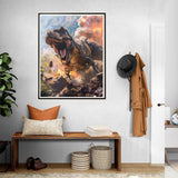 SKRYUIE Paint by Numbers Kit for Adults Beginner Dinosaur, Acrylic Volcano Oil Painting by Numbers Kits with PaintBrushes Paintwork Art Crafts Canvas for Home Decor 16x20 inch c12 SKRYUIE