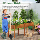 Toolsempire Raised Garden Bed with Legs, Elevated Planter Box with Divider & 8 Drainage Holes, Fir Wood Garden Box for Vegetables, Flowers, Fruits & Herbs (Brown Yellow) Toolsempire