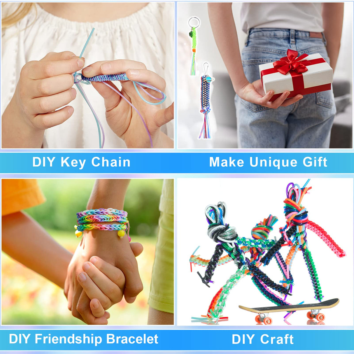 Karsspor Glitter/Laser/Normal Lanyard String for Crafts, 24 Rolls Gimp String, Plastic Lacing String Kit for DIY Bracelets, Key Chains, Pony Beads and Lanyards (788 Feet) Karsspor