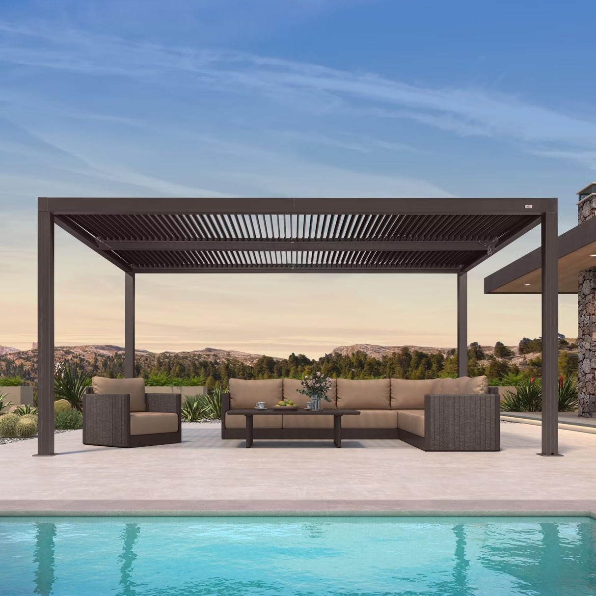 PURPLE LEAF Louvered Pergola 10' × 16' Outdoor Hardtop Gazebo Sun Shade with Adjustable Canopy Patio Aluminum Retractable Roof for Outside Deck Backyard Pavilion PURPLE LEAF