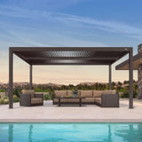 PURPLE LEAF Louvered Pergola 10' × 16' Outdoor Hardtop Gazebo Sun Shade with Adjustable Canopy Patio Aluminum Retractable Roof for Outside Deck Backyard Pavilion PURPLE LEAF