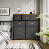 YITAHOME Dresser for Bedroom with 9 Drawers, Fabric Storage Dresser, Closet Dresser & Chest of Drawers for Living Room, Closets - Sturdy Steel Frame, Wooden Top & Easy Pull Fabric Bins(Dark Grey) YITAHOME