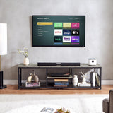 VECELO TV Stand with Power Outlets for Televisions up to 75Inch, 62" Media Entertainment Center with Charging Station 3-Tier Open Storage Shelves with Metal Frame for Living Room/Bedroom，Grey VECELO