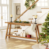 LITTLE TREE 70.9-Inch Extra Long Console Table for Entryway, 2-Tier Narrow Wooden Sofa Table Behind Couch, Large Sofa Tables for Living Room, Farmhouse Foyer Hallway Entry Table, Rustic Brown LITTLE TREE