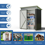 JYQAQA 5x3 FT Outdoor Garden Storage Shed, Waterproof Metal Garden Sheds with Window and Lockable Double Door, Weather Resistant Steel Tool Storage House Shed for Patio, Lawn Dark Gray JY QAQA PET