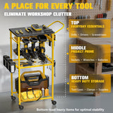 Ferreteriai Power Tool Organizer, Rolling Carts with Wheels, Screw Driver and Drill Organizer with Battery Holder, Tool Organizers and Storage for Garage, Workshop, DIY Use Ferreteriai
