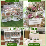 Soaoo 3 Pieces Decorative Wood Crates for Party Display, Large Rustic Wooden Nesting Storage Crates with Handles for Wedding Birthday Home Party Decoration(Rustic White) Soaoo