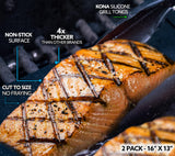 Kona Best BBQ Grill Mat - Heavy Duty 600 Degree Non-Stick Grill Mats Outdoor Grill | Premier BBQ Grill Accessories Nonstick Grill Matt (Set of 2) Engineered in The USA | 7-Year Warranty Kona