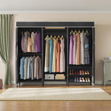 VIPEK V5C Heavy Duty Covered Clothes Rack Portable Bedroom Armoires Rack, Black Metal Clothing Rack with Black Cover, Adjustable Custom Freestanding Closet Wardrobe, Max Load 890LBS VIPEK