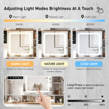 Vabches Farmhouse Makeup Vanity Desk with Mirror and Lights,White Vanity Table with Charging Station & Jewelry Storage,5 Drawers & 2 Cabinets,Dressing Table with Hidden Storage & Open Shelves Vabches