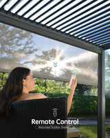 Yoolax Motorized Customized Shade 10Ft for Louvered Pergola, Sun Screen with Remote Control Yoolax