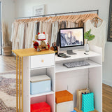 Reception Desk, Reception Counter with Drawers and Storage Shelves, 39 inch Retail Counter for Checkout with Cable Grommet, Suitable for Salons, Beauty, Clothing Stores,Thickened Wooden Board Aibogiter