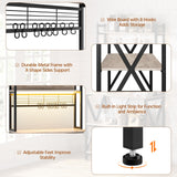 Yaheetech Kitchen Bakers Rack with Power Outlet & LED Lights, 5 Tiers Coffee Bar Table with 8 S Hooks, 64 Inches Tall Microwave Oven Stand with Storage for Spices, Pots, Gray Yaheetech