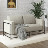 Novogratz Kelly Industrial Modern 72" Sofa with Metal Base, Beige Novogratz