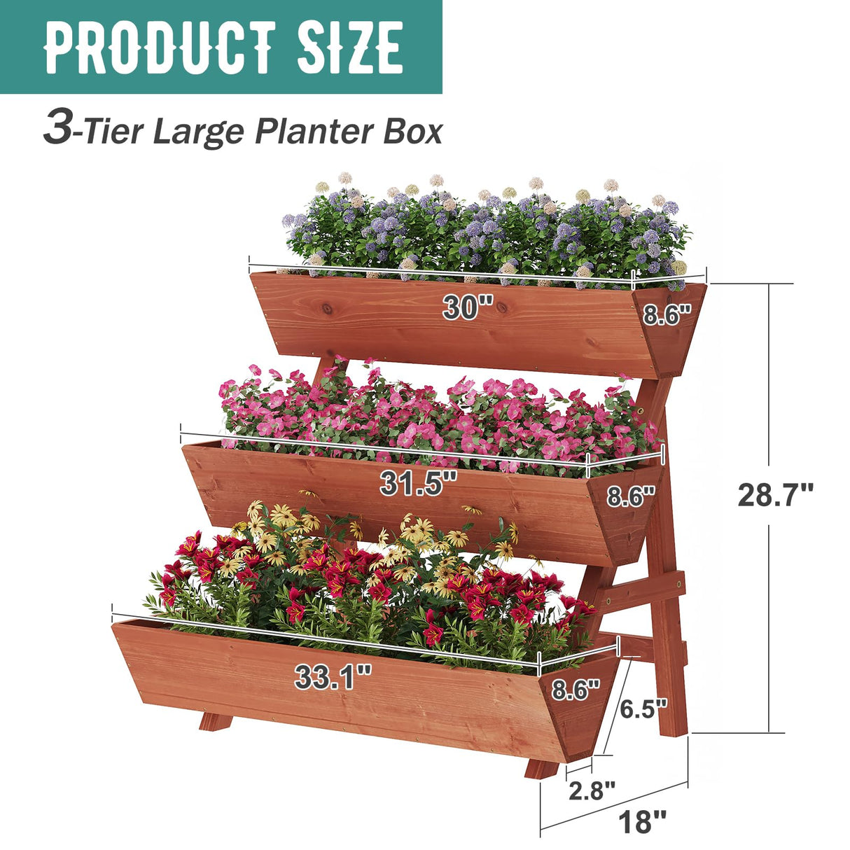 viewcare Raised Garden Bed, 3 Tier Vertical Garden Planter for Indoor & Outdoor, Raised Planter Box with Legs, Garden Planter Box for Flowers/Vegetables/Plants viewcare