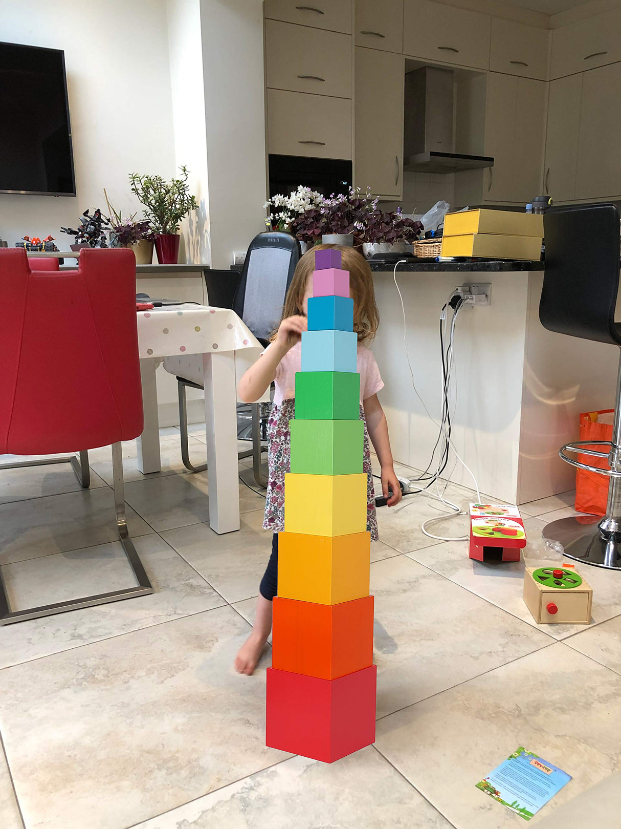 TOWO Wooden Stacking Boxes Rainbow Colours-Nesting and Sorting Cups Blocks for Toddlers-Stacking Cubes Educational Learning Toys for 2 Years Old Montessori Materials Toys of Wood Oxford