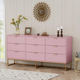 Scurrty Large 9 Drawer Dresser, Storage Dressers,59 inch Dresser with Chest,Storage Cabinet for Bedroom, Dressers for Bedroom, Living Room,etc. (Pink) Scurrty