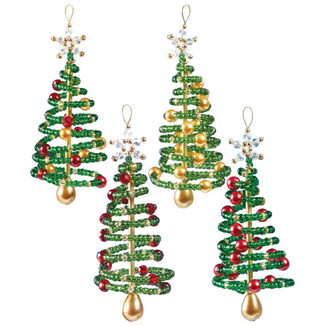 SOLID OAK Beaded Ornament KIT, Christmas Tree Makes 4 Solid Oak