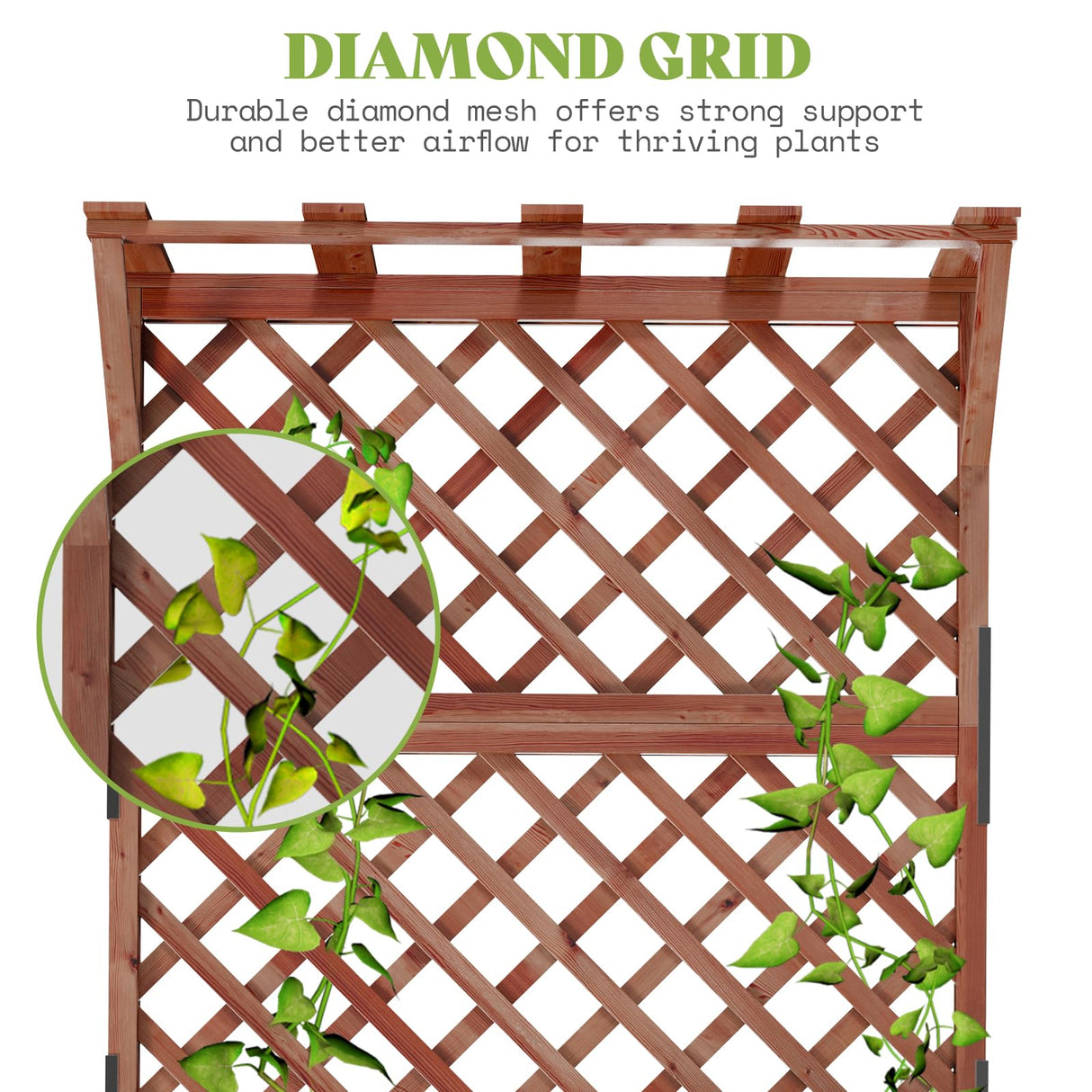 Amerlife 35.4x17.7x72 Inch Raised Garden Bed with Trellis, Wooden Planter Box for Vegetables and Climbing Plants with Drainage Holes Amerlife