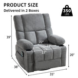 IOMOR Power Recliner Chair with Massage and Heating, 360° Swivel Rocker Glider Chair for Adults, Upholstered Fabric Reclining with Side Pockets and Cup Holder for Living Room, Nursery (1, Gray) IOMOR